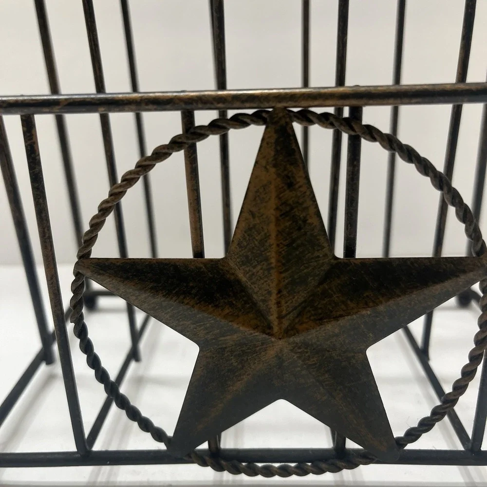 Rustic Western Style Napkin/Letter Holder Antiqued Metal Farmhouse Texas Star